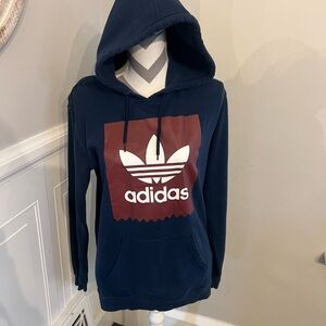 Adidas Dark Blue Hoodie with Maroon Logo